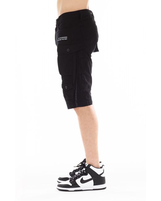 Cult Of Individuality Black Slim Fit Cargo Shorts for men