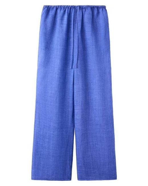 Mango Blue Ramie Drawstring Pants
