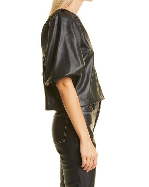 Staud Black Dill Faux Leather Top
