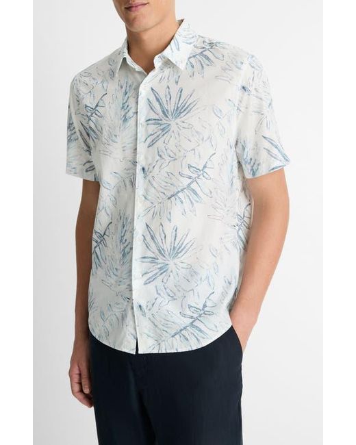 Vince White Short Sleeve Cotton & Lyocell Button-Up Shirt for men