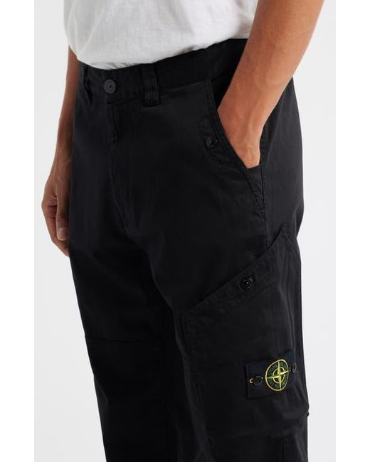 Stone Island Black Regular Fit Stretch Cotton Cargo Pants for men