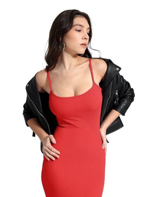 Popilush Red Shapewear Solid Modal Butt Lift Mini Slip Dress