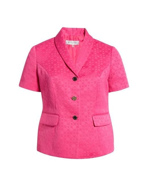Kasper Pink Jacquard Three-Button Jacket