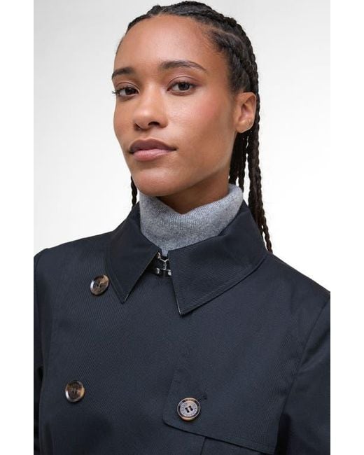 Barbour Blue Greta Belted Water Resistant Twill Trench Coat