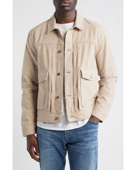 AG Adriano Goldschmied Men's Sid Pleated Denim Trucker Jacket