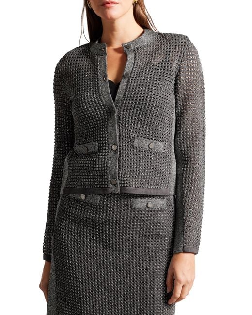 Ted Baker Gray Sallyan Open Stitch Cardigan At Nordstrom