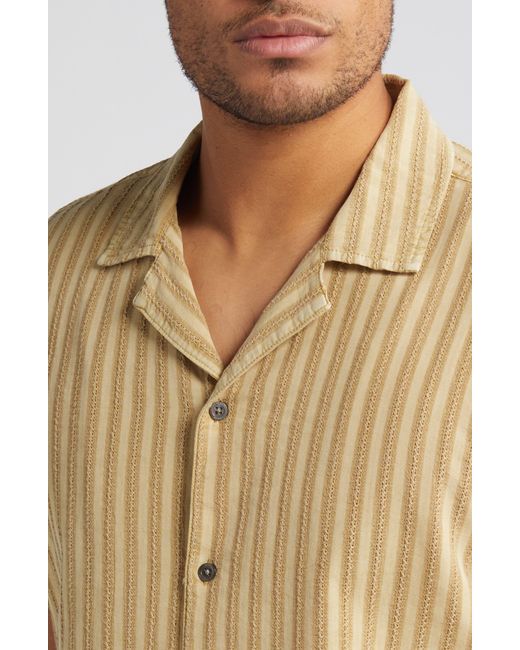 Rails Natural Sinclair Jacquard Stripe Short Sleeve Cotton Button-up Shirt for men