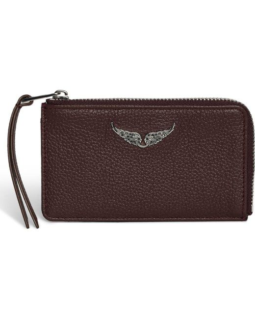 Zadig & Voltaire Brown Zip Leather Card Case