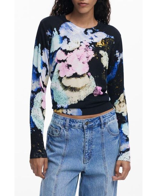 Desigual Blue Abstract Print Crewneck Sweater