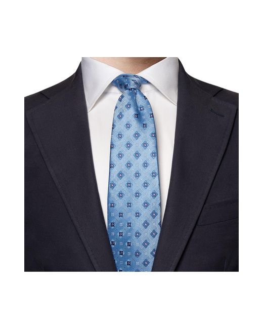 Eton of Sweden Blue Neat Floral Medallion Silk Tie for men