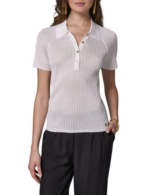 Donna Karan White Rib Polo