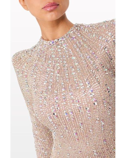 Jenny Packham Pink Rory Embellished Mock-Neck Maxi Dress