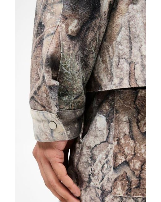 Represent Brown X Realtree Print Trucker Jacket for men