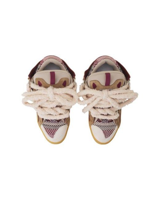 Lanvin Brown Curb Suede Sneakers With Mesh Laces