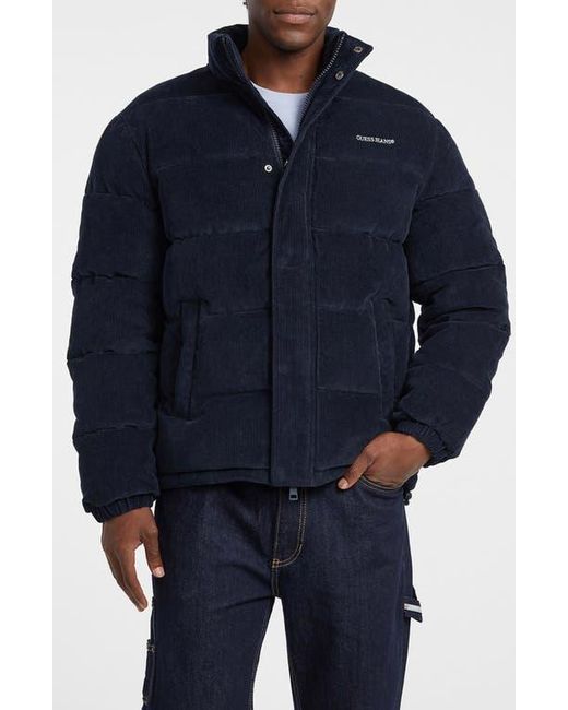 Guess Blue Corduroy Puffer Jacket for men