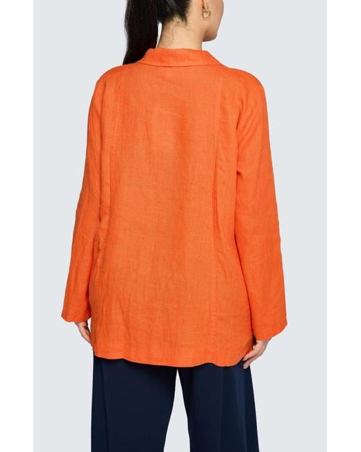 Luukaa Orange Phalia Solid Linen Shirt
