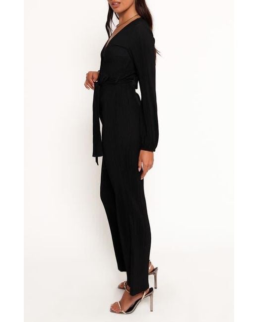 Petal & Pup Black Solange Long Sleeve Plissé Jumpsuit
