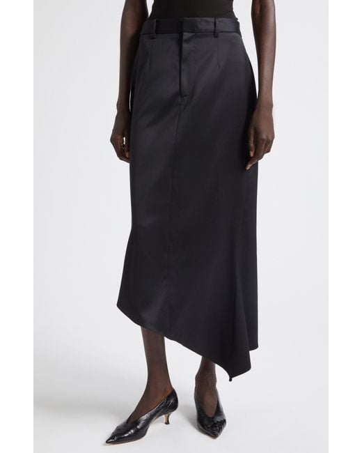 GRACE LING Black Tailored Angular Stretch Wool Skirt