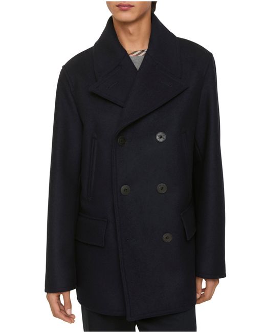 Burberry Blue Wool Pea Coat for men