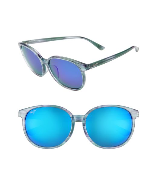 Maui Jim Water Lily 62mm Polarizedplus2 Round Sunglasses Aquamarine