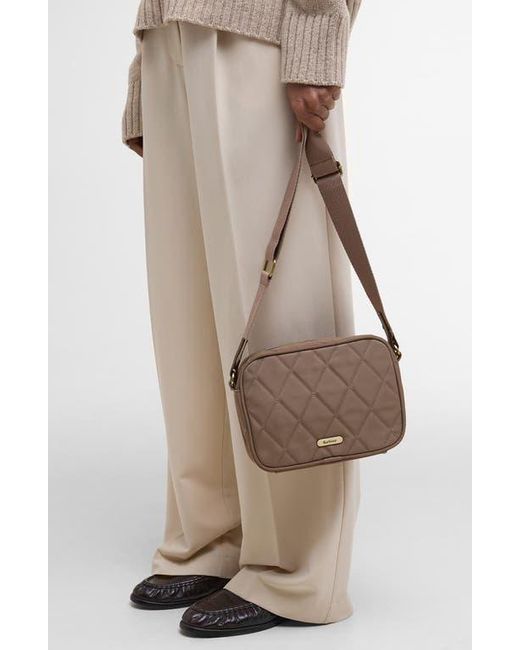 Barbour Brown Quilted Nylon Crossbody Bag