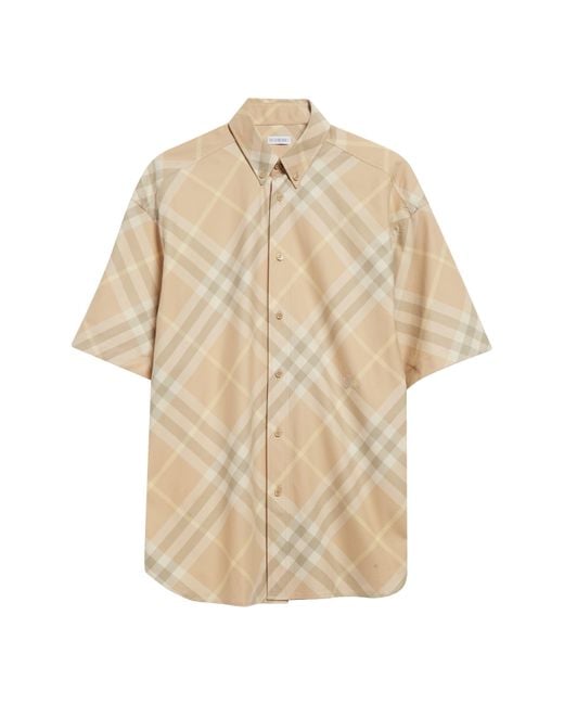 Burberry Equestrian Knight Detail Check Oversize Cotton Button-down ...