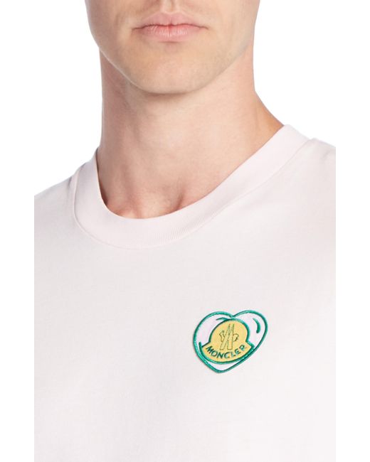Moncler White Heart Logo Cotton T-shirt for men