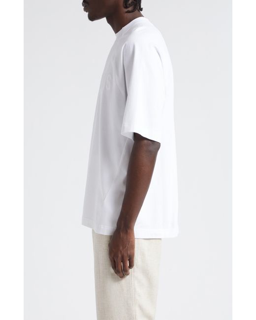 Jacquemus White Le T-shirt Typo Stretch Cotton Logo Graphic T-shirt for men