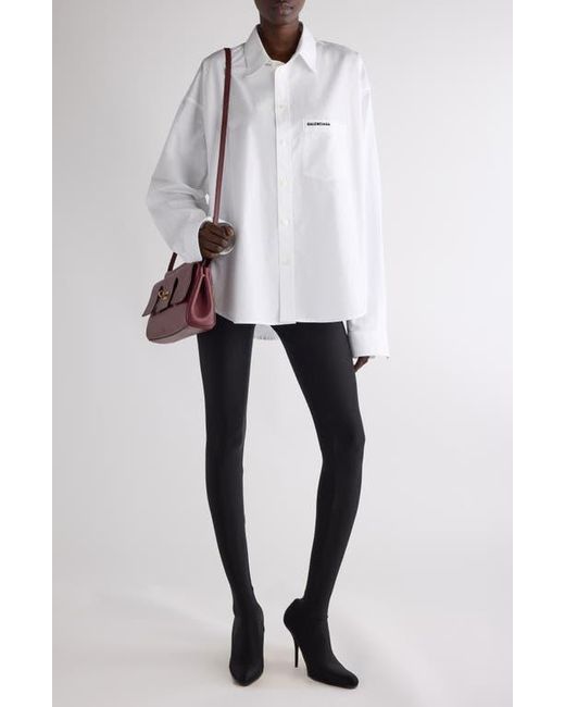 Balenciaga White Regular Cotton Button-Up Shirt