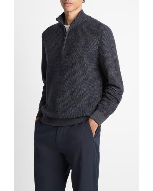 Vince Blue Geometric Jacquard Wool & Cashmere Quarter Zip Pullover for men