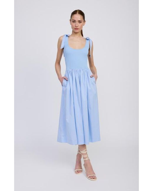 En Saison Blue Wren Mixed Media Midi Sundress