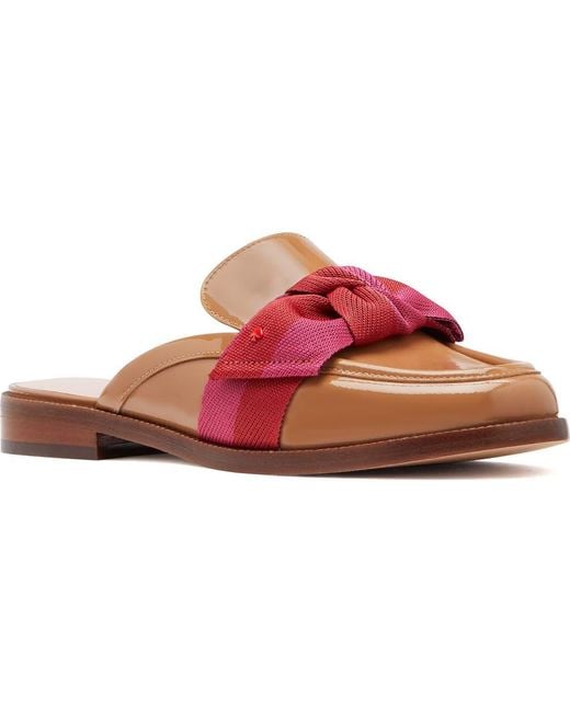 Kate Spade Pink Patent Leather Ribbon Loafer Mules