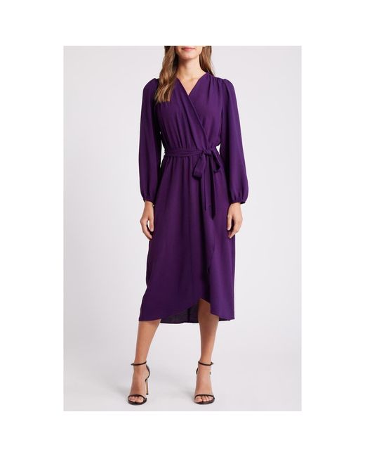 fitted lace wedding dress Flare Sleeves Maxi Wrap Dress in Midnight Plum main image 0
