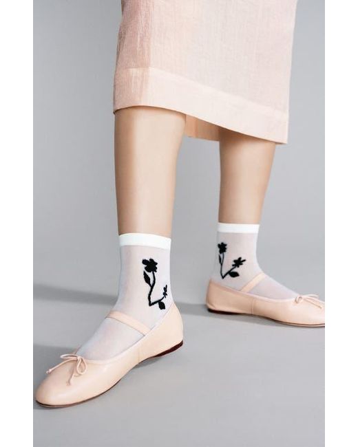 Hansel From Basel White Shadowplay Sheer Quarter Socks