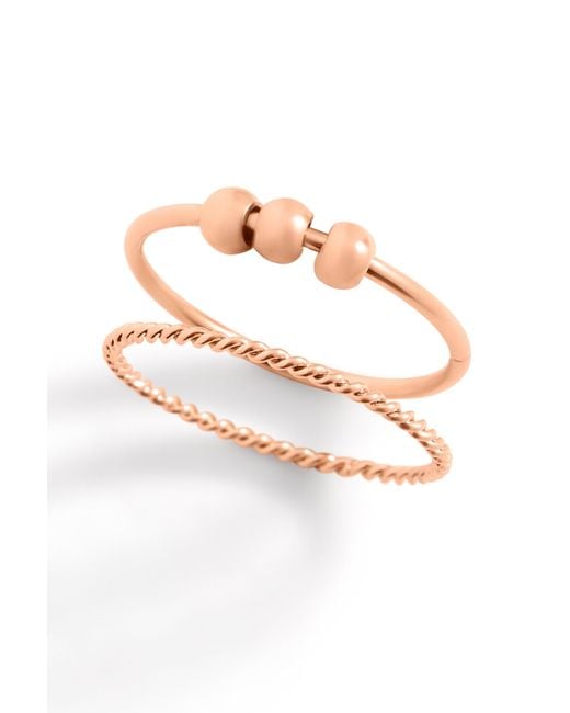 Mint & Lily Pink Dainty Stackable Beaded Fidget Set Ring