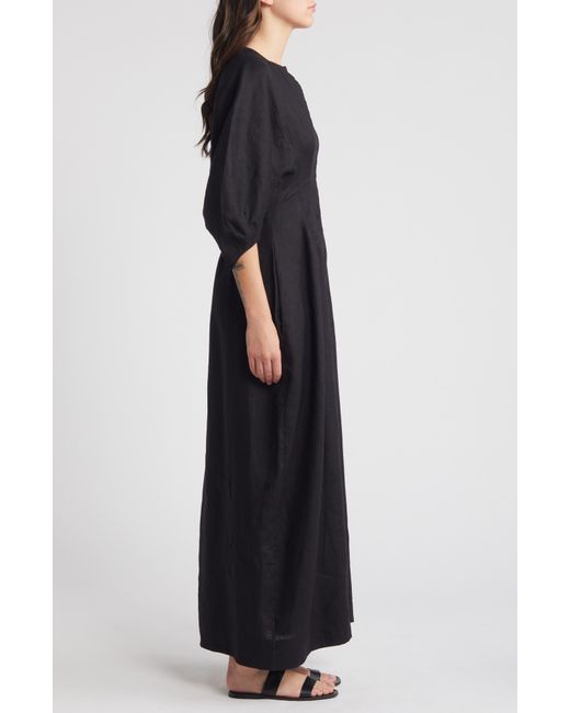 Faithfull The Brand Black Soleil Linen Maxi Dress
