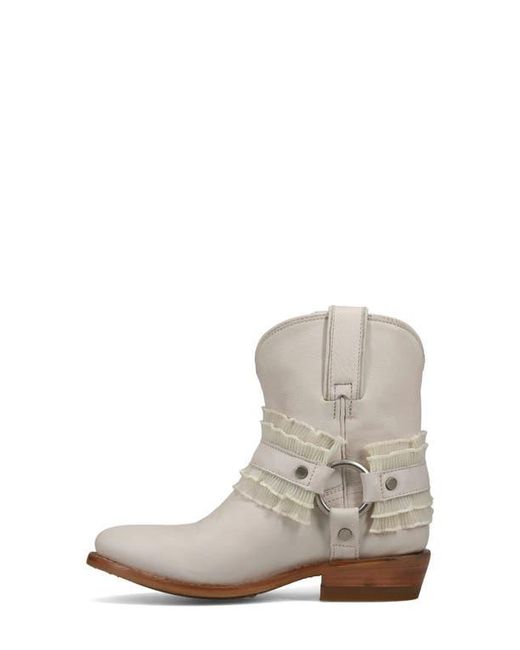 Frye White Billy Ruffle Harness Bootie
