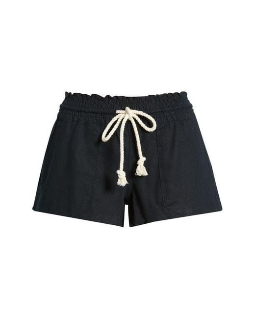 Roxy Black Oceanside Cotton Drawstring Shorts