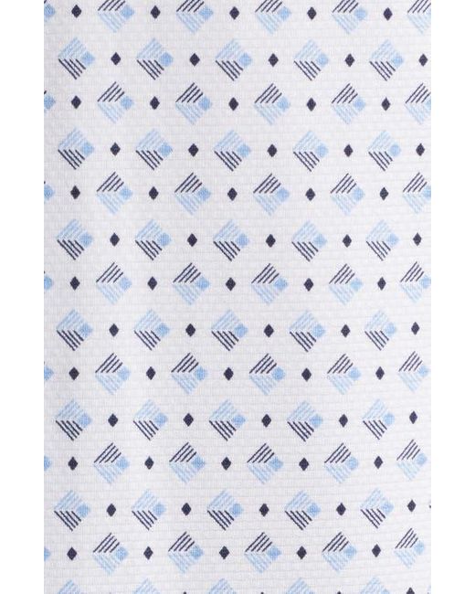 Mizzen+Main White Halyard Trim Fit Geo Print Short Sleeve Performance Button-Up Shirt for men