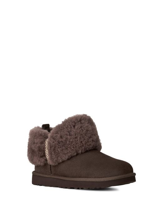 Ugg Brown Ultra Mini Braid Genuine Shearling Bootie