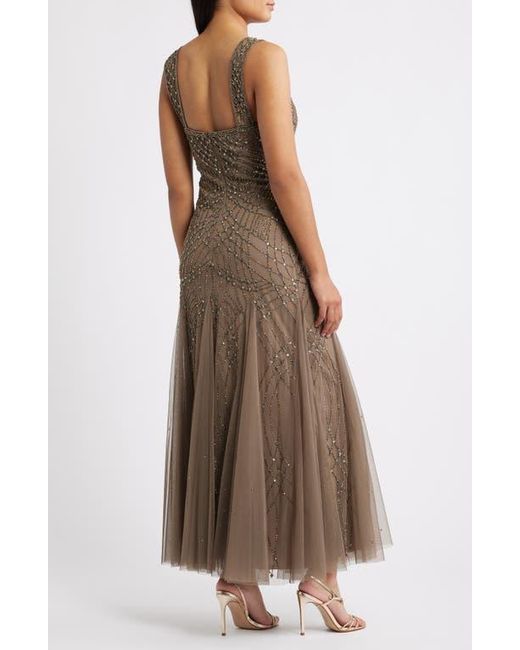 Pisarro Nights Beaded Gown With Long Sleeve Jacket in Brown | Lyst