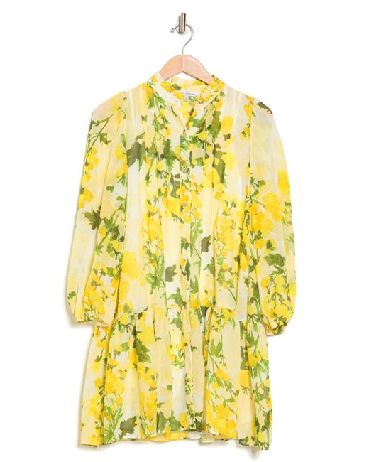 Julia Jordan Floral Long Sleeve Button-up Shift Dress In Yellow Mult At Nordstrom Rack