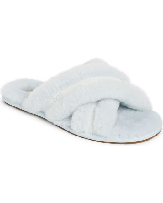 Ugg White Scuffita Genuine Shearling Slide Slipper