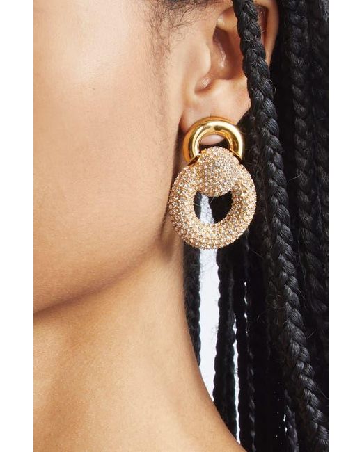 Oscar de la Renta Metallic Pavé Drop Earrings