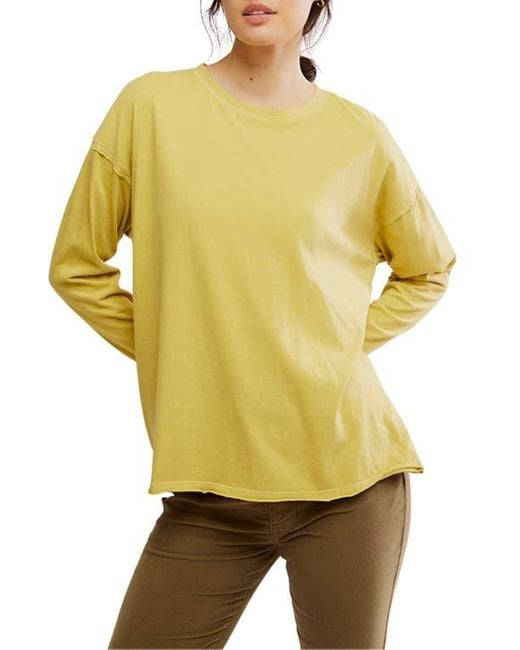 Free People Yellow Nina Long Sleeve T-Shirt