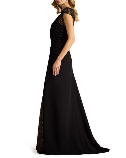エターナルな魅力【TADASHI SHOJI】 Cap Sleeve Side Slit Gown Corded Lace Cap Sleeve Gown | Tadashi Shoji