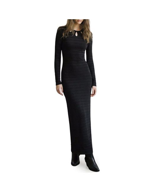 MANGO TEEN Women's Black Texture Long Sleeve Knit Maxi Dress -  www.desnorhaar.be