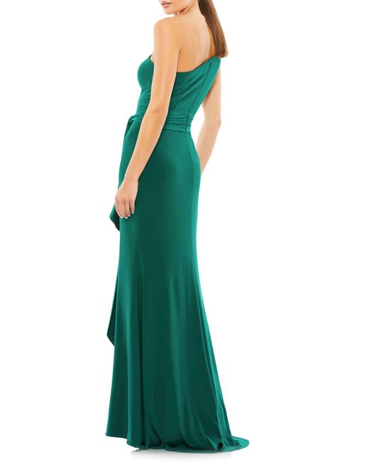 Mac Duggal Green One-shoulder Jersey Gown