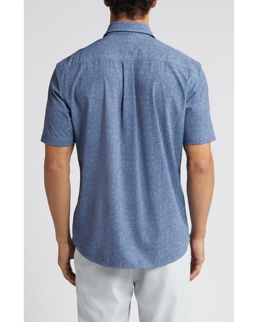 Johnnie-o Blue Avin Knit Short Sleeve Button-up Shirt for men
