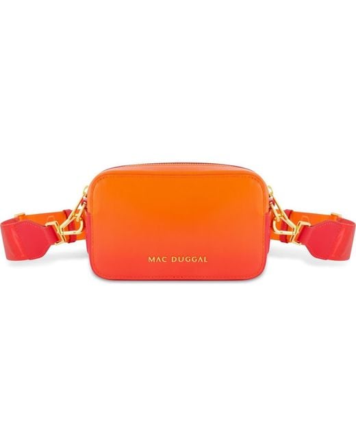 Mac Duggal Orange Ombre Leather Crossbody Camera Bag